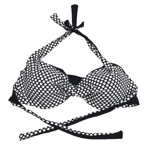 Coco Reef Verso Reversible Underwire Halter Black Polka Dot Swim Bra 32 / 34 C - Picture 5 of 7